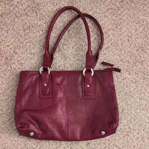 Vintage Fiorelli Elegant Burgundy Leather Tote Bag
